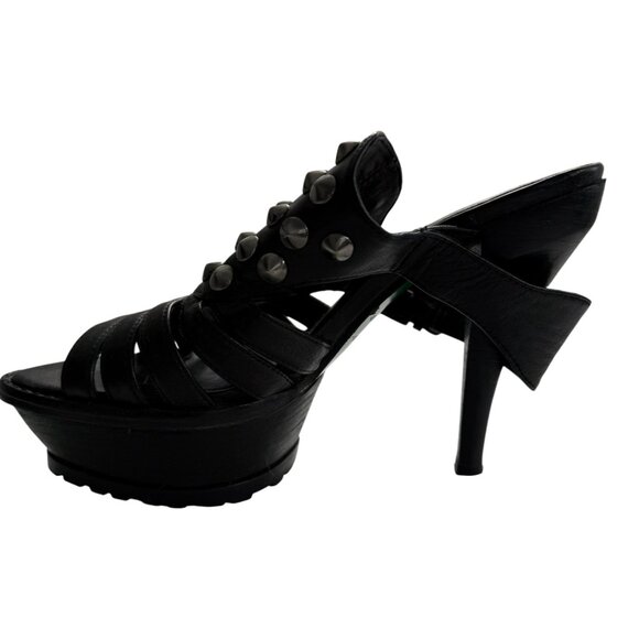 Lisa for Donald J Pliner Black Leather Studded Platform Heels – Size 6 - Picture 6 of 12